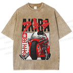 Unisex Akira Japanese Anime Printed Washed Tee