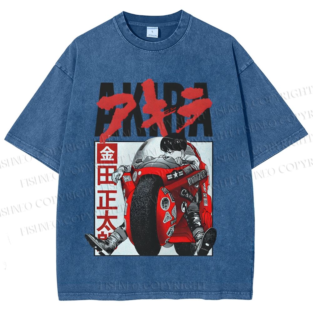 Unisex Akira Japanese Anime Printed Washed Tee