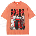 Unisex Akira Japanese Anime Printed Washed Tee