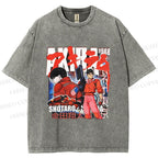Unisex Akira Japanese Anime Printed Washed Tee