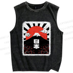 Unisex Mount Fuji Japan Printed Washed Tank Top