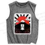 Unisex Mount Fuji Japan Printed Washed Tank Top