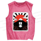 Unisex Mount Fuji Japan Printed Washed Tank Top