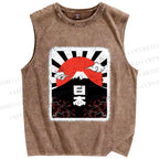 Unisex Mount Fuji Japan Printed Washed Tank Top