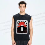 Unisex Mount Fuji Japan Printed Washed Tank Top