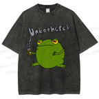 Unisex Unbothered Frog Printed Washed Tee