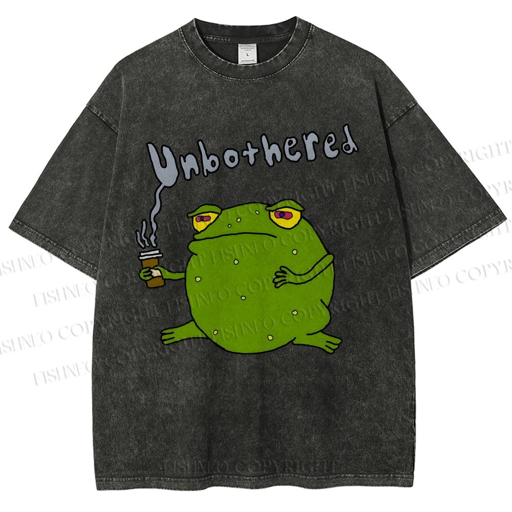 Unisex Unbothered Frog Printed Washed Tee