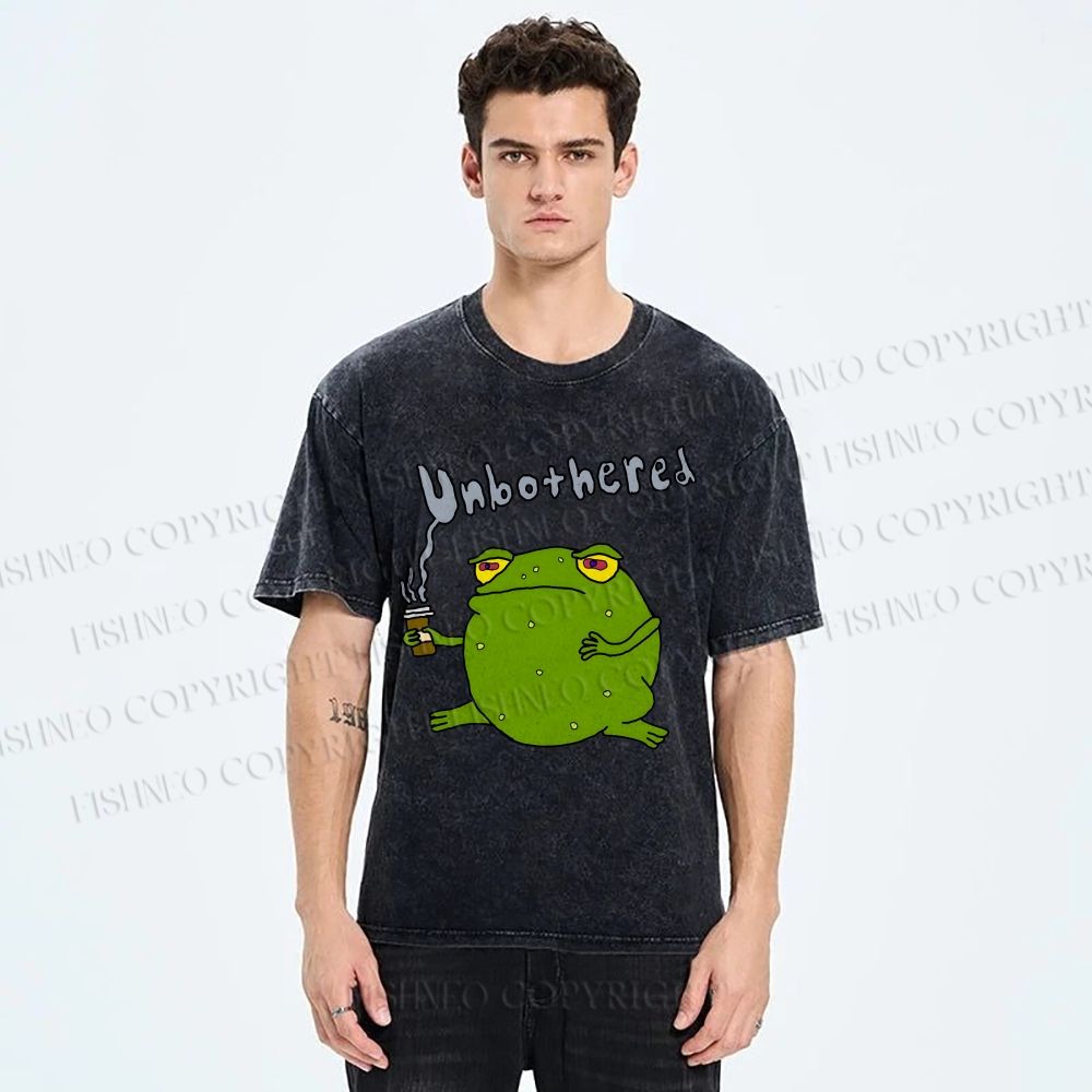 Unisex Unbothered Frog Printed Washed Tee