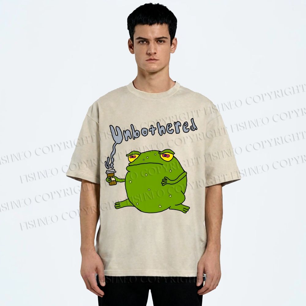 Unisex Unbothered Frog Printed Washed Tee
