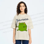 Unisex Unbothered Frog Printed Washed Tee