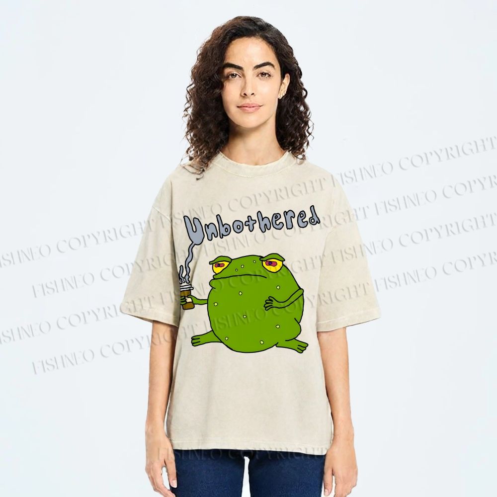 Unisex Unbothered Frog Printed Washed Tee