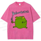Unisex Unbothered Frog Printed Washed Tee