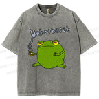 Unisex Unbothered Frog Printed Washed Tee