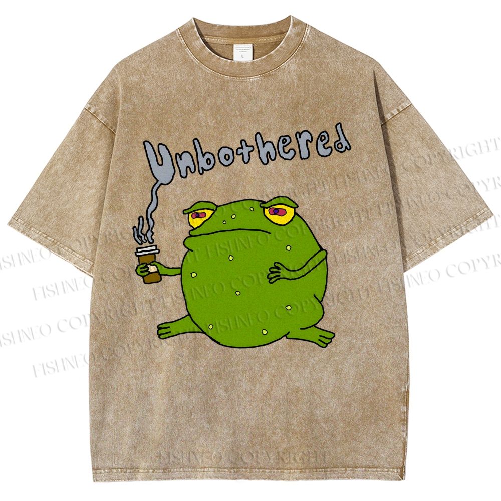 Unisex Unbothered Frog Printed Washed Tee