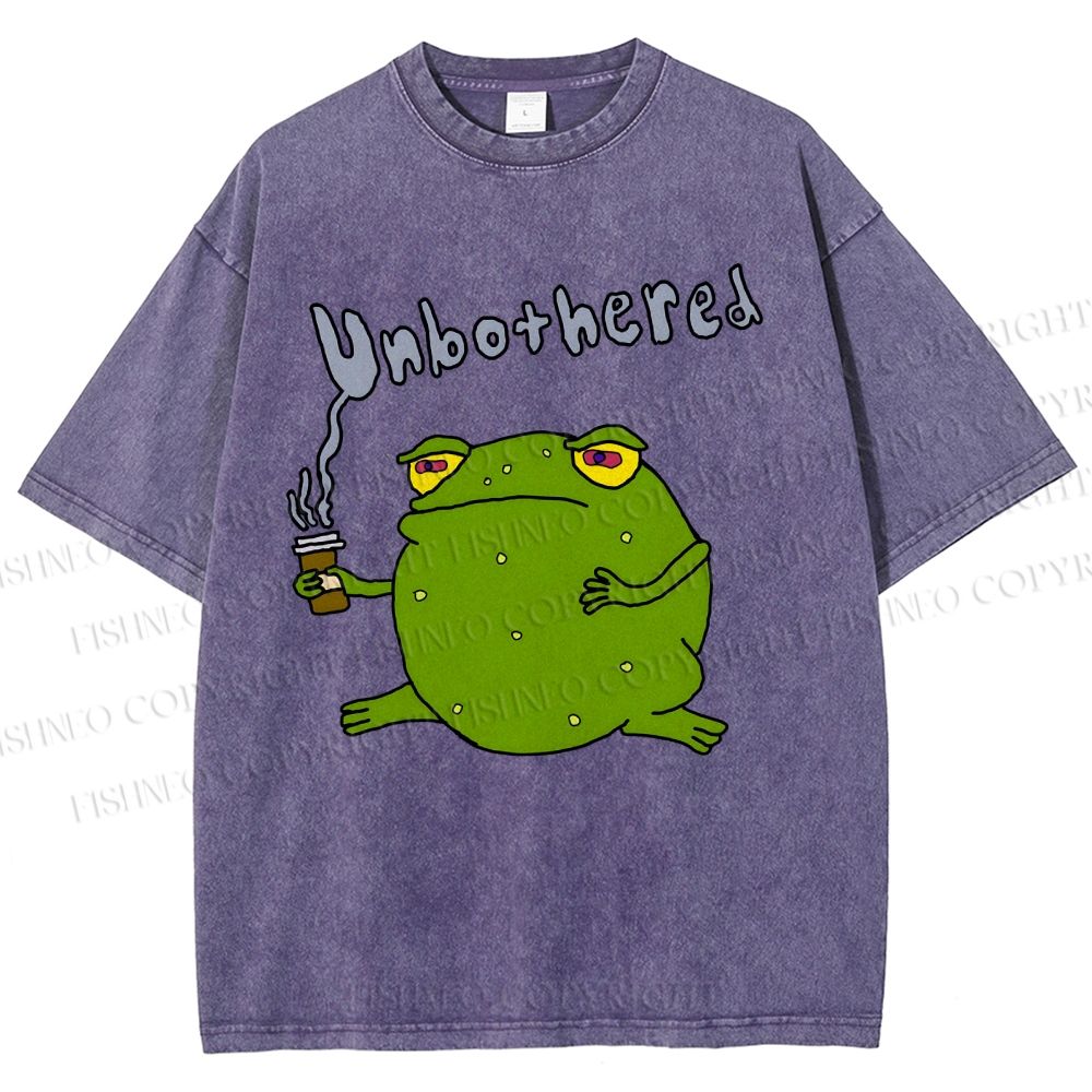 Unisex Unbothered Frog Printed Washed Tee