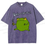 Unisex Unbothered Frog Printed Washed Tee