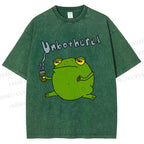Unisex Unbothered Frog Printed Washed Tee