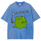 Unisex Unbothered Frog Printed Washed Tee