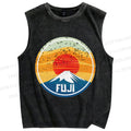 Unisex Mount Fuji Printed Washed Tank Top
