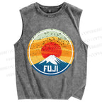 Unisex Mount Fuji Printed Washed Tank Top