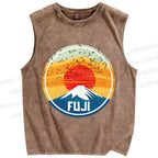 Unisex Mount Fuji Printed Washed Tank Top
