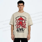 Unisex Red Hot Chili Peppers Octopus Printed Washed Tee