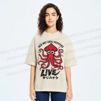 Unisex Red Hot Chili Peppers Octopus Printed Washed Tee