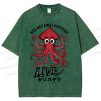 Unisex Red Hot Chili Peppers Octopus Printed Washed Tee
