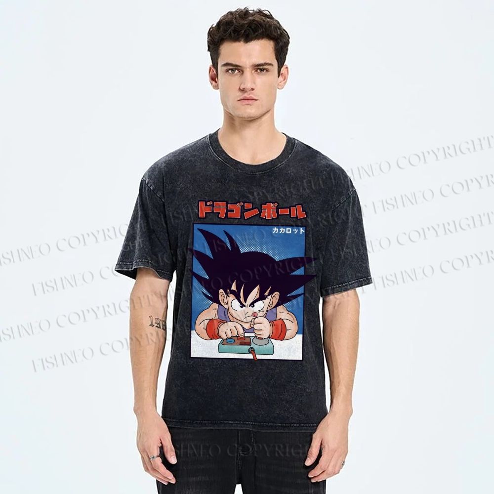 Unisex Son Goku Printed Washed Tee