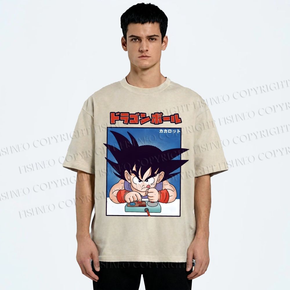 Unisex Son Goku Printed Washed Tee