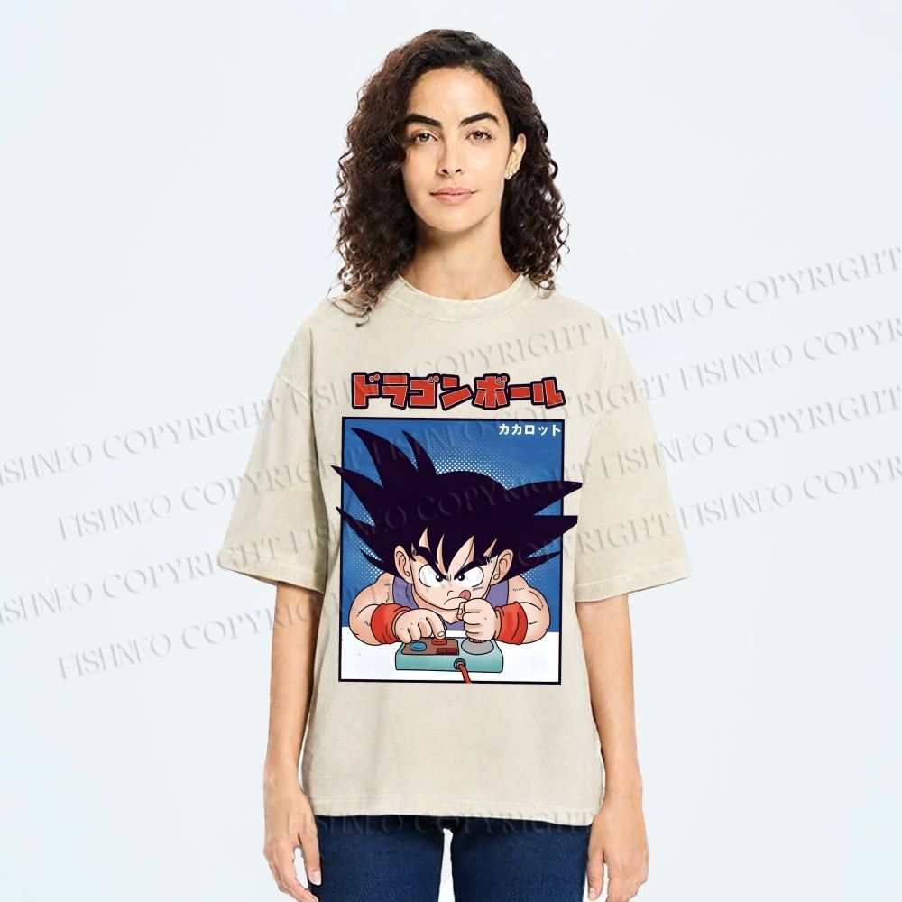 Unisex Son Goku Printed Washed Tee