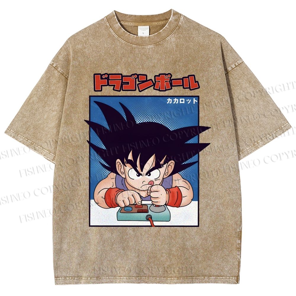 Unisex Son Goku Printed Washed Tee