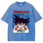 Unisex Son Goku Printed Washed Tee