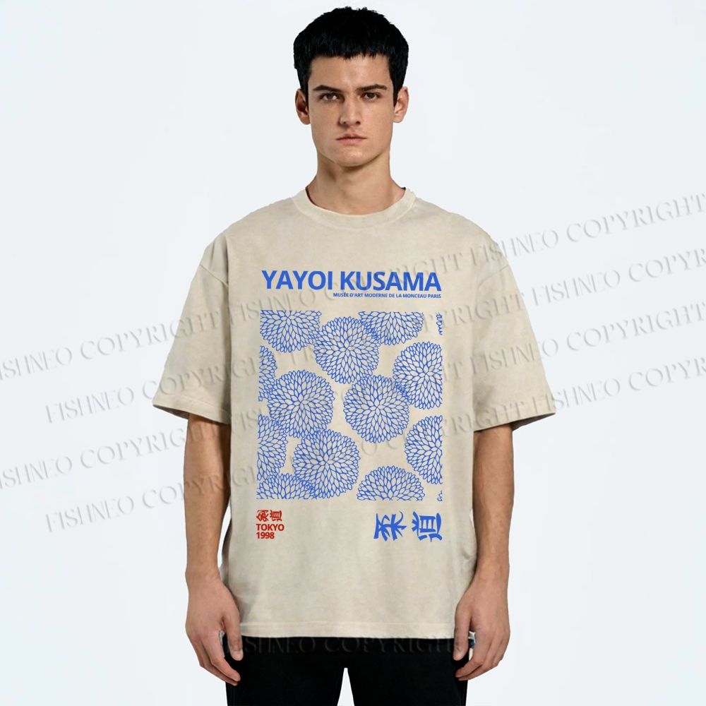Unisex Chrysanthemum Yayoi Kusama Printed Washed Tee