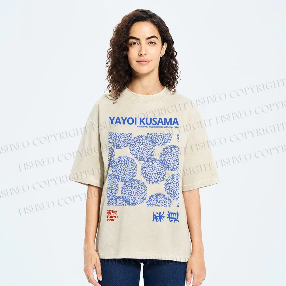 Unisex Chrysanthemum Yayoi Kusama Printed Washed Tee