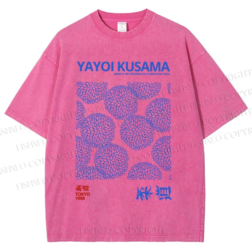 Unisex Chrysanthemum Yayoi Kusama Printed Washed Tee
