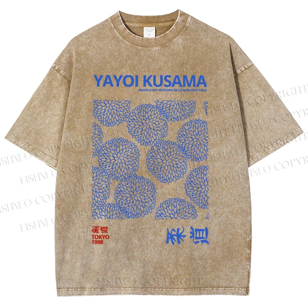 Unisex Chrysanthemum Yayoi Kusama Printed Washed Tee