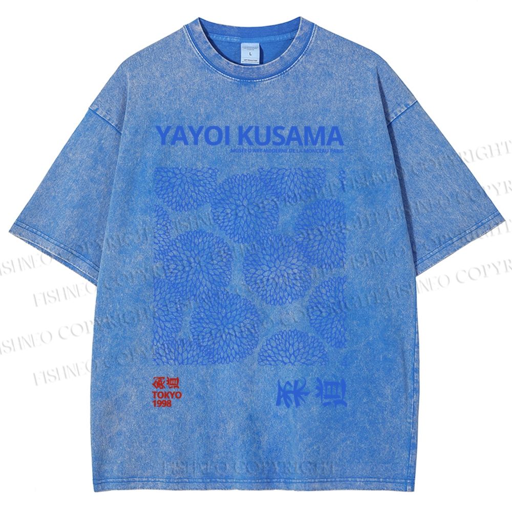 Unisex Chrysanthemum Yayoi Kusama Printed Washed Tee