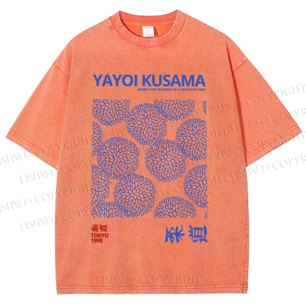 Unisex Chrysanthemum Yayoi Kusama Printed Washed Tee