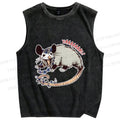 Unisex Opossum Got Excited Yaaaaas Printed Washed Tank Top