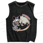 Unisex Opossum Got Excited Yaaaaas Printed Washed Tank Top