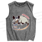 Unisex Opossum Got Excited Yaaaaas Printed Washed Tank Top
