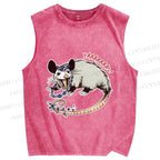 Unisex Opossum Got Excited Yaaaaas Printed Washed Tank Top