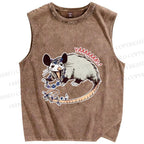 Unisex Opossum Got Excited Yaaaaas Printed Washed Tank Top