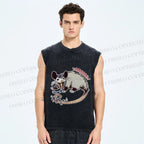 Unisex Opossum Got Excited Yaaaaas Printed Washed Tank Top