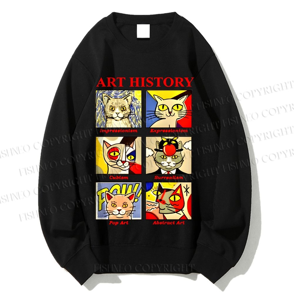 Unisex Cat in Art History Printed Sweatshirt