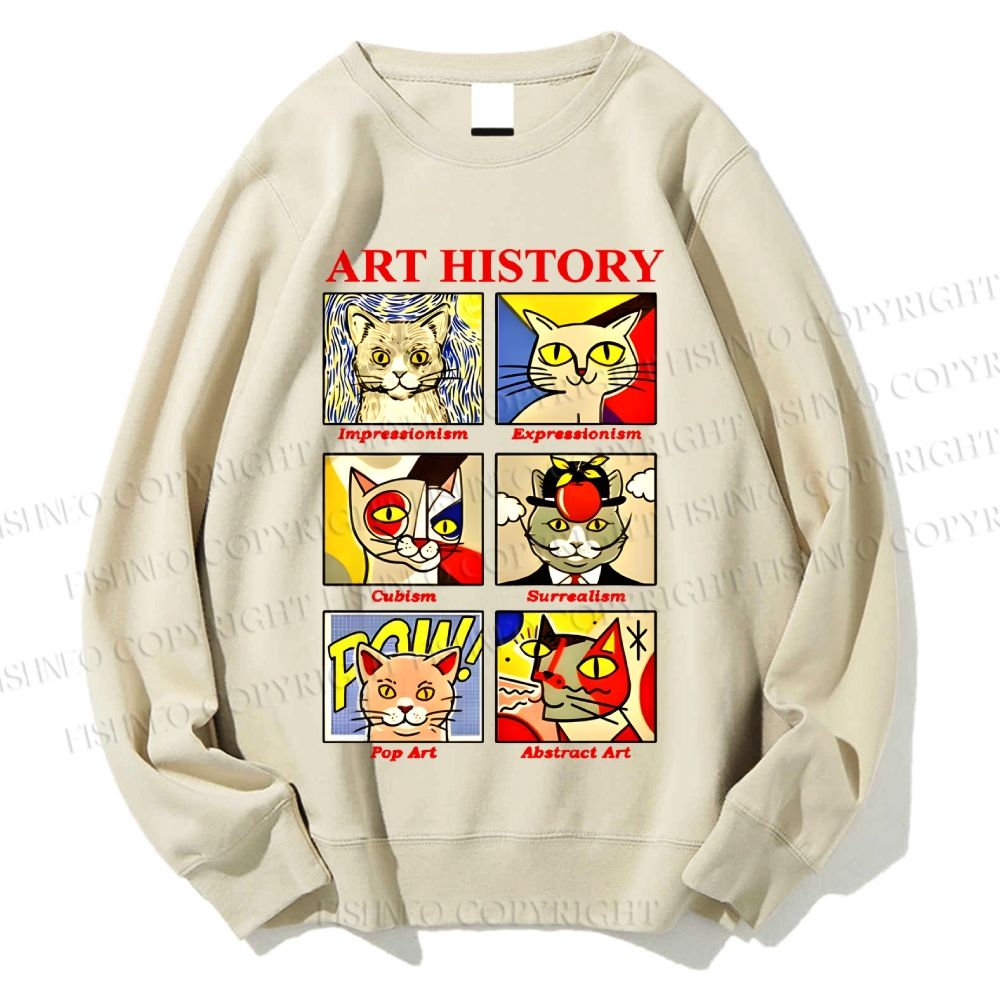 Unisex Cat in Art History Printed Sweatshirt