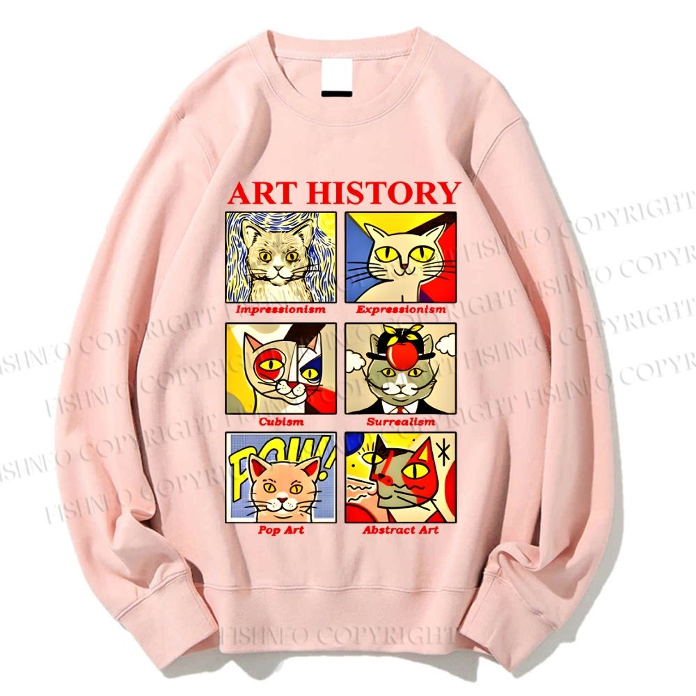 Unisex Cat in Art History Printed Sweatshirt