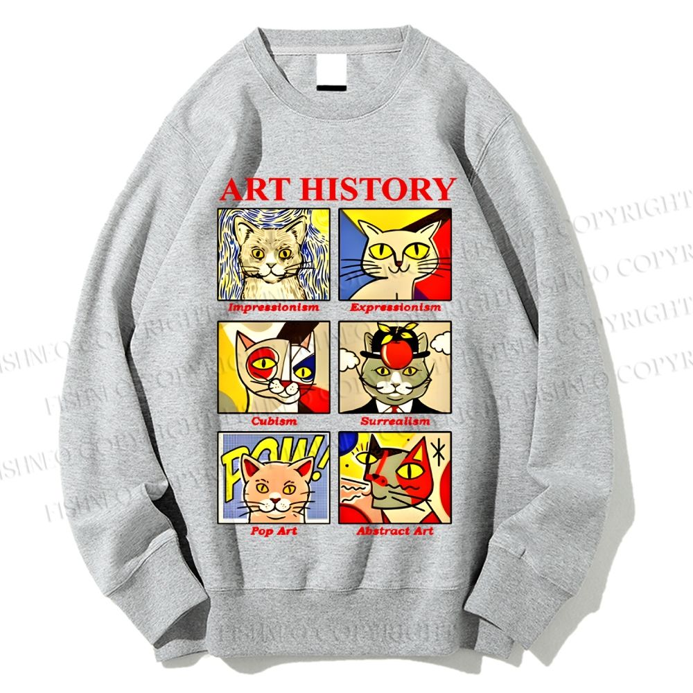 Unisex Cat in Art History Printed Sweatshirt