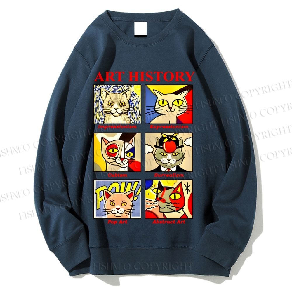 Unisex Cat in Art History Printed Sweatshirt